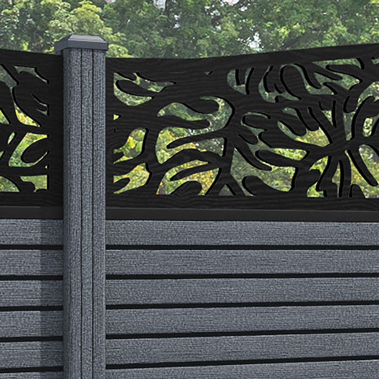 Hudson Botanic Curved Top Fence Panel - Anthracite - with our composite posts