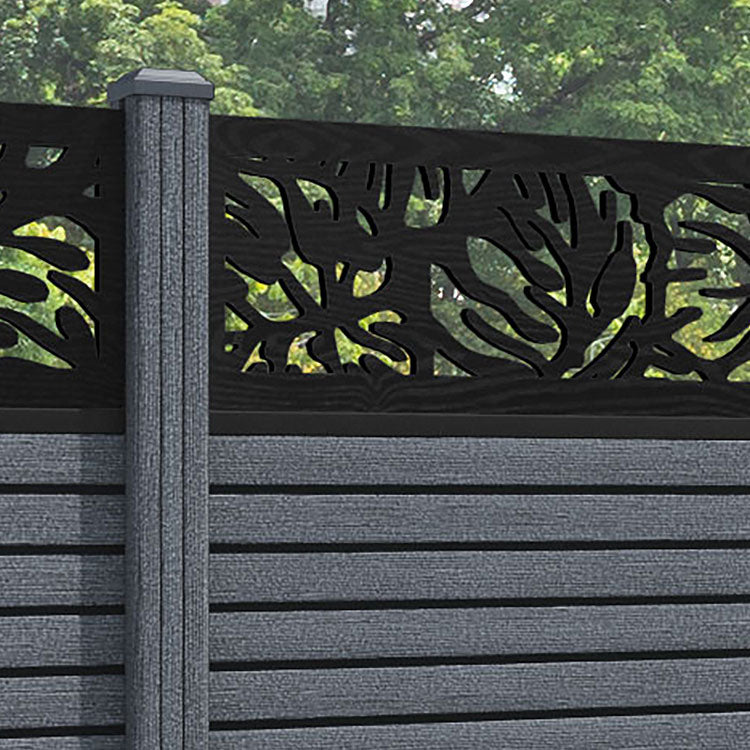 Hudson Botanic Fence Panel - Anthracite - with our composite posts
