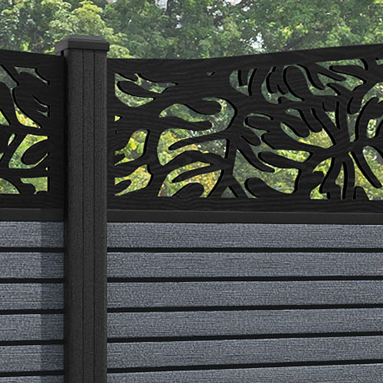 Hudson Botanic Curved Top Fence Panel - Anthracite - with our composite posts
