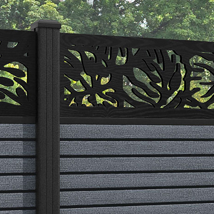 Hudson Botanic Fence Panel - Anthracite - with our composite posts