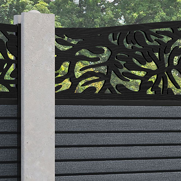 Hudson Botanic Curved Top Fence Panel - Anthracite - for existing concrete posts