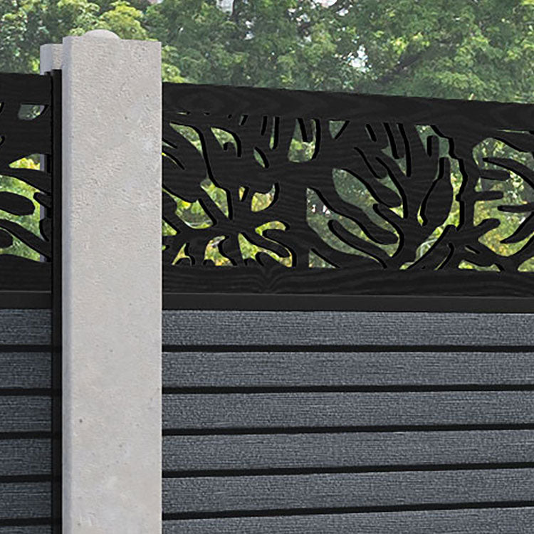 Hudson Botanic Fence Panel - Anthracite - for existing concrete posts