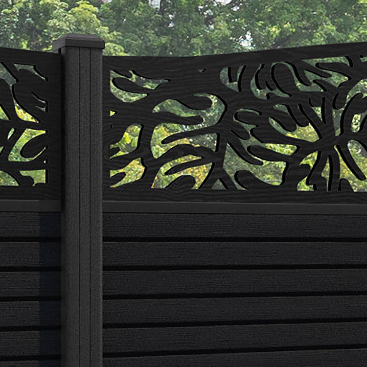 Hudson Botanic Curved Top Fence Panel - Black - with our composite posts
