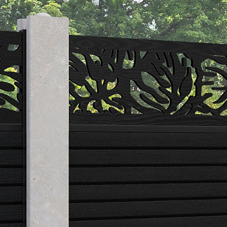 Hudson Botanic Fence Panel - Black - for existing concrete posts