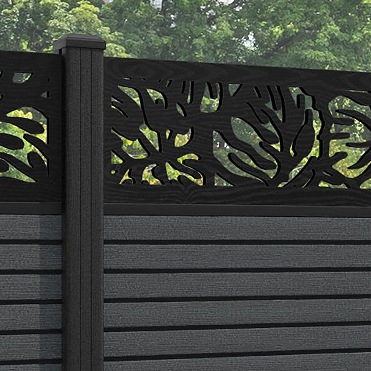 Hudson Botanic Fence Panel - Dark Grey - with our composite posts