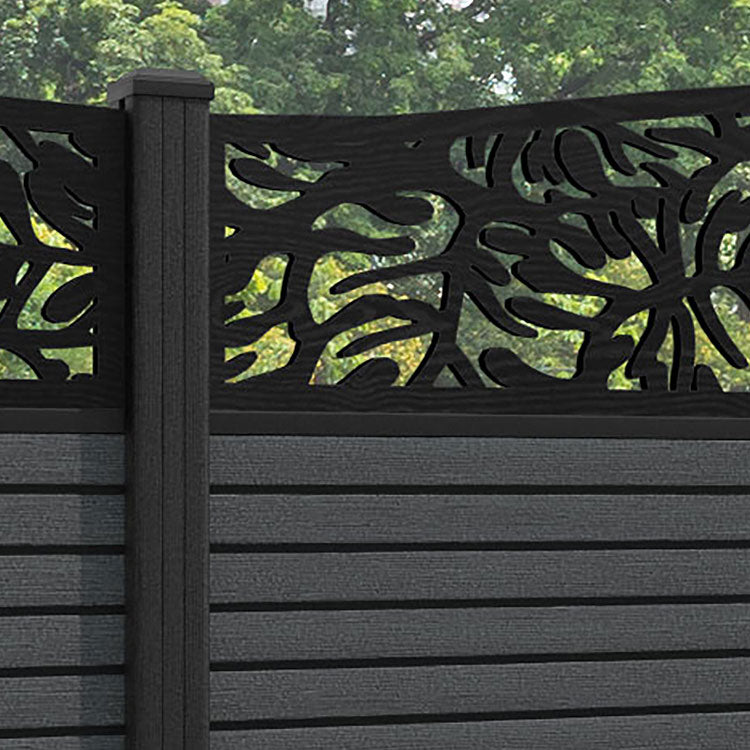 Hudson Botanic Curved Top Fence Panel - Dark Grey - with our composite posts