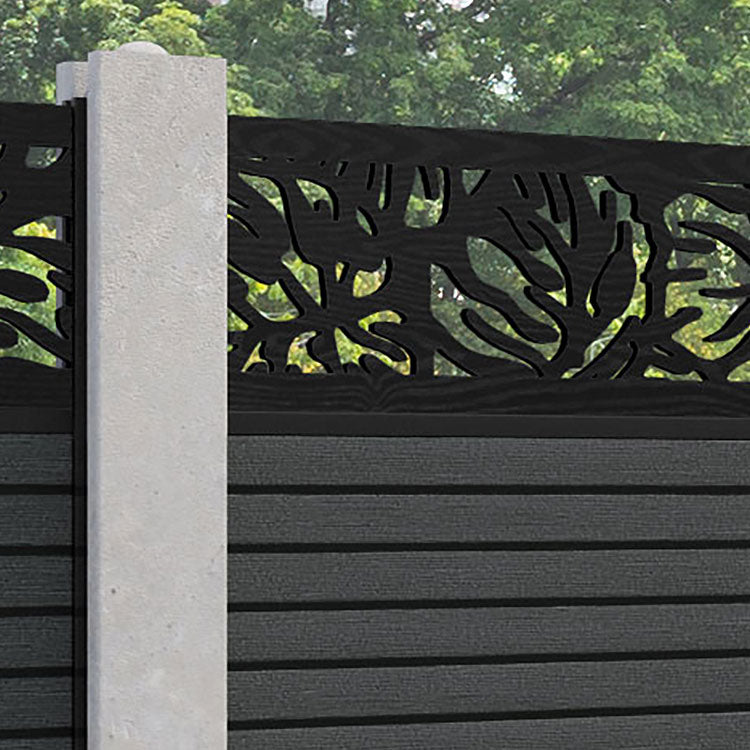 Hudson Botanic Fence Panel - Dark Grey - for existing concrete posts
