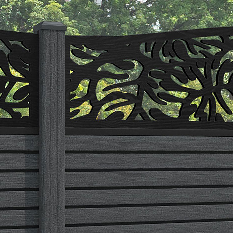 Hudson Botanic Curved Top Fence Panel - Dark Grey - with our composite posts
