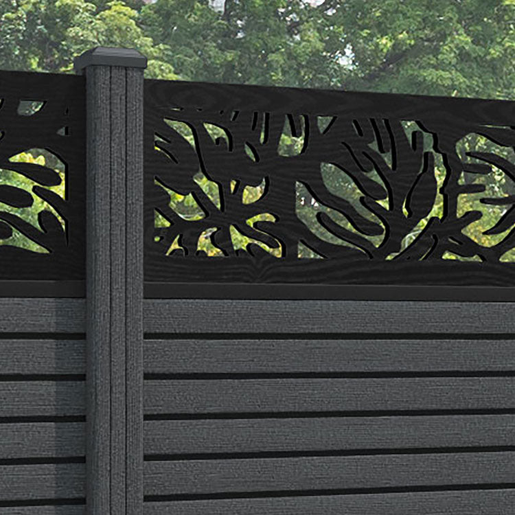 Hudson Botanic Fence Panel - Dark Grey - with our composite posts