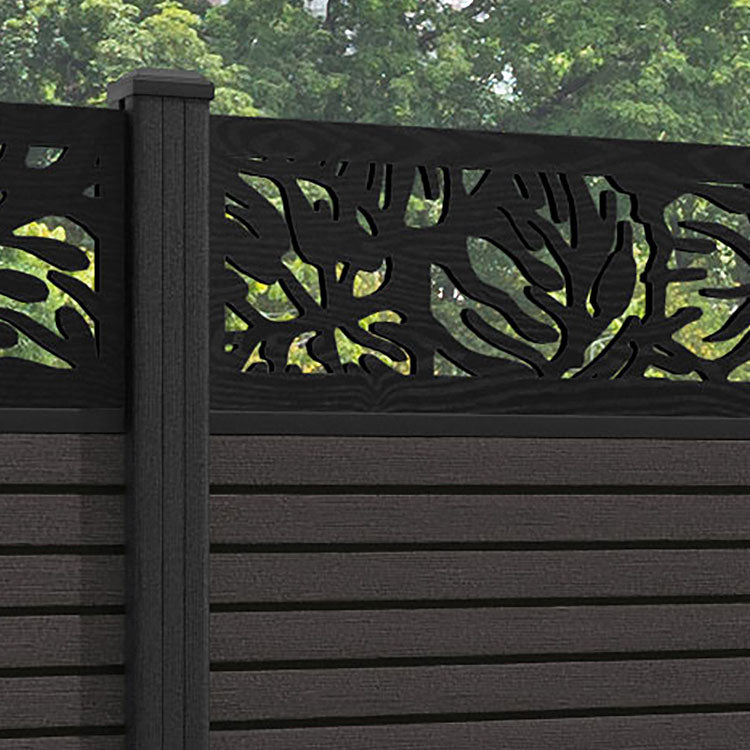Hudson Botanic Fence Panel - Dark Oak - with our composite posts