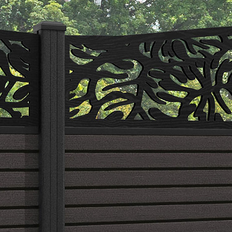 Hudson Botanic Curved Top Fence Panel - Dark Oak - with our composite posts