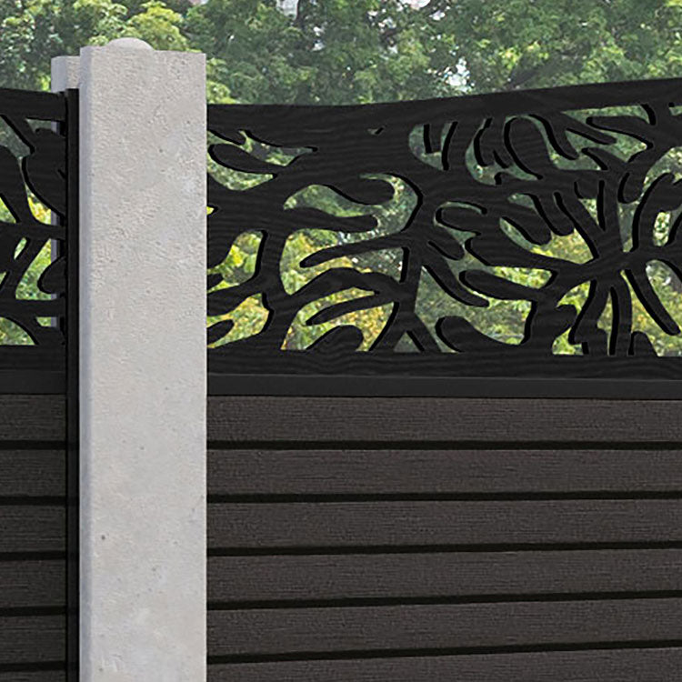 Hudson Botanic Curved Top Fence Panel - Dark Oak - for existing concrete posts