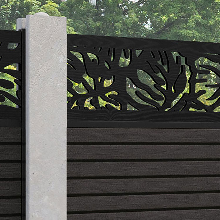Hudson Botanic Fence Panel - Dark Oak - for existing concrete posts