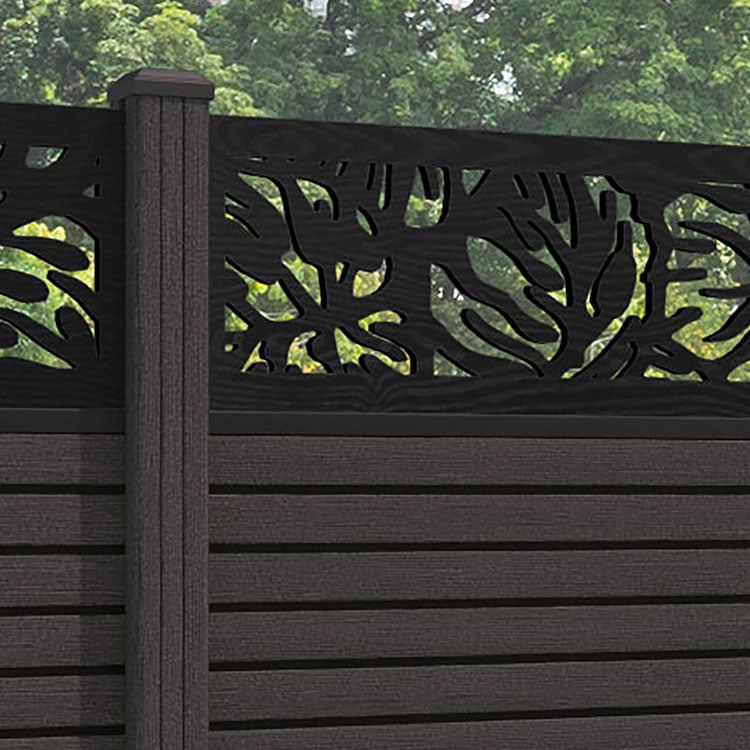 Hudson Botanic Fence Panel - Dark Oak - with our composite posts