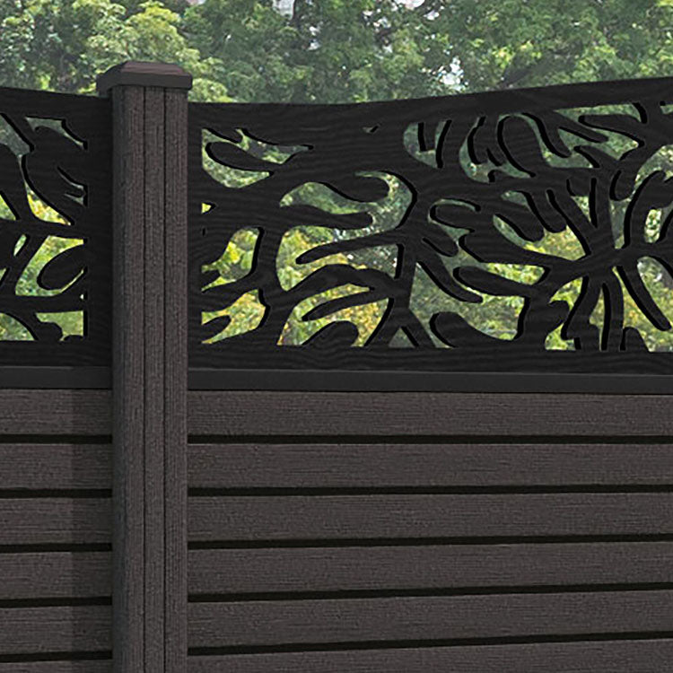 Hudson Botanic Curved Top Fence Panel - Dark Oak - with our composite posts