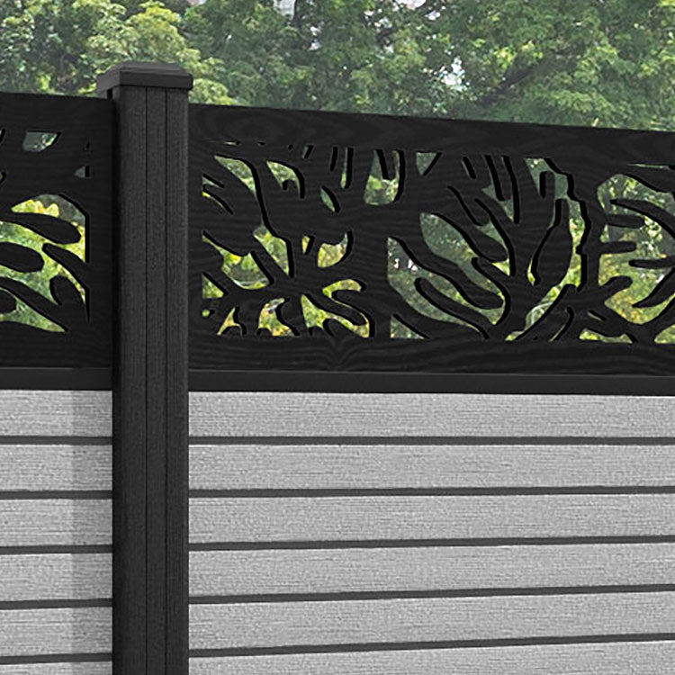 Hudson Botanic Fence Panel - Light Grey - with our composite posts