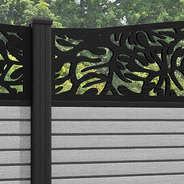 Hudson Botanic Curved Top Fence Panel - Light Grey - with our composite posts