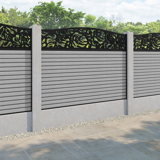 Hudson Botanic Curved Top Fence Panel - Light Grey - for existing concrete posts