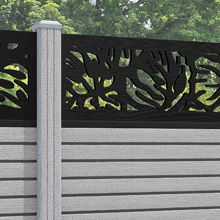 Hudson Botanic Fence Panel - Light Grey - with our composite posts