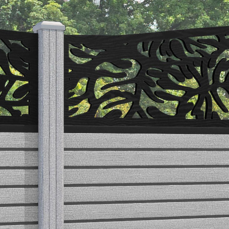 Hudson Botanic Curved Top Fence Panel - Light Grey - with our composite posts