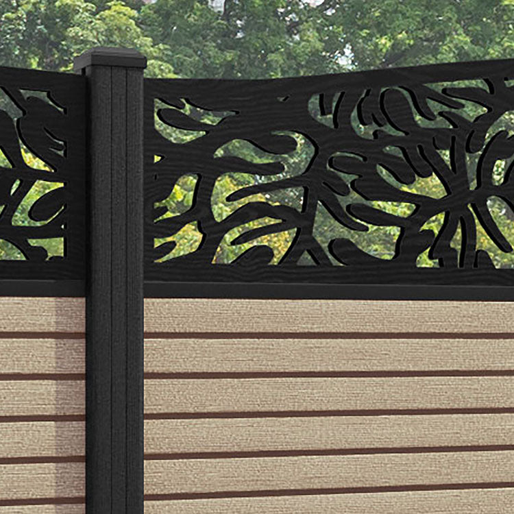 Hudson Botanic Curved Top Fence Panel - Light Oak - with our composite posts