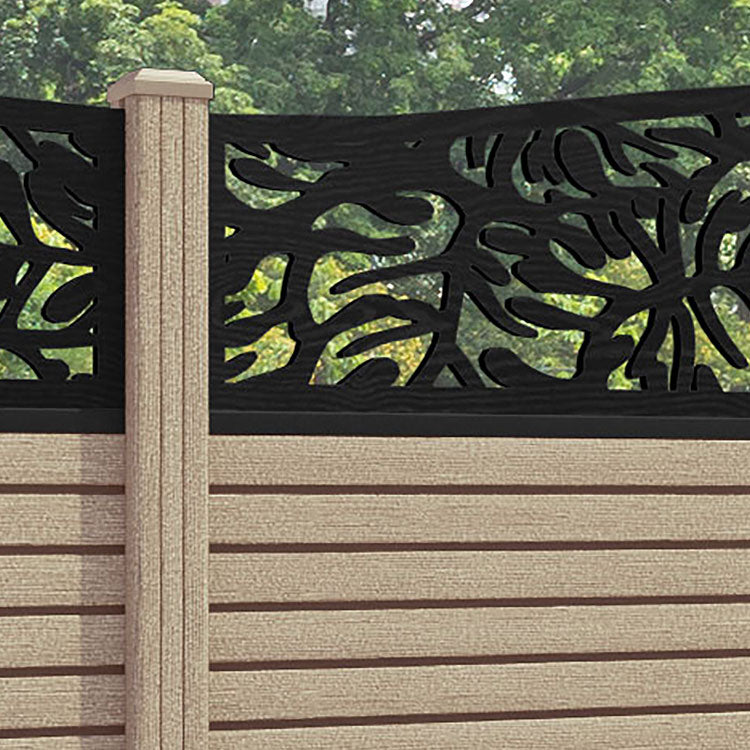 Hudson Botanic Curved Top Fence Panel - Light Oak - with our composite posts