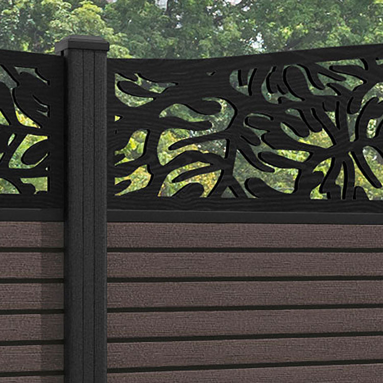 Hudson Botanic Curved Top Fence Panel - Mid Brown - with our composite posts