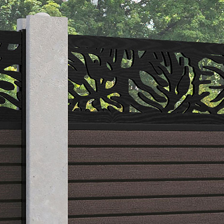 Hudson Botanic Fence Panel - Mid Brown - for existing concrete posts