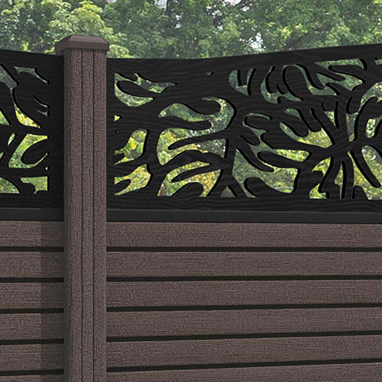 Hudson Botanic Curved Top Fence Panel - Mid Brown - with our composite posts