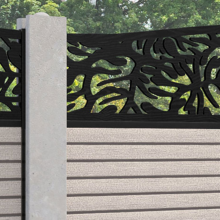 Hudson Botanic Curved Top Fence Panel - Mid Stone - for existing concrete posts