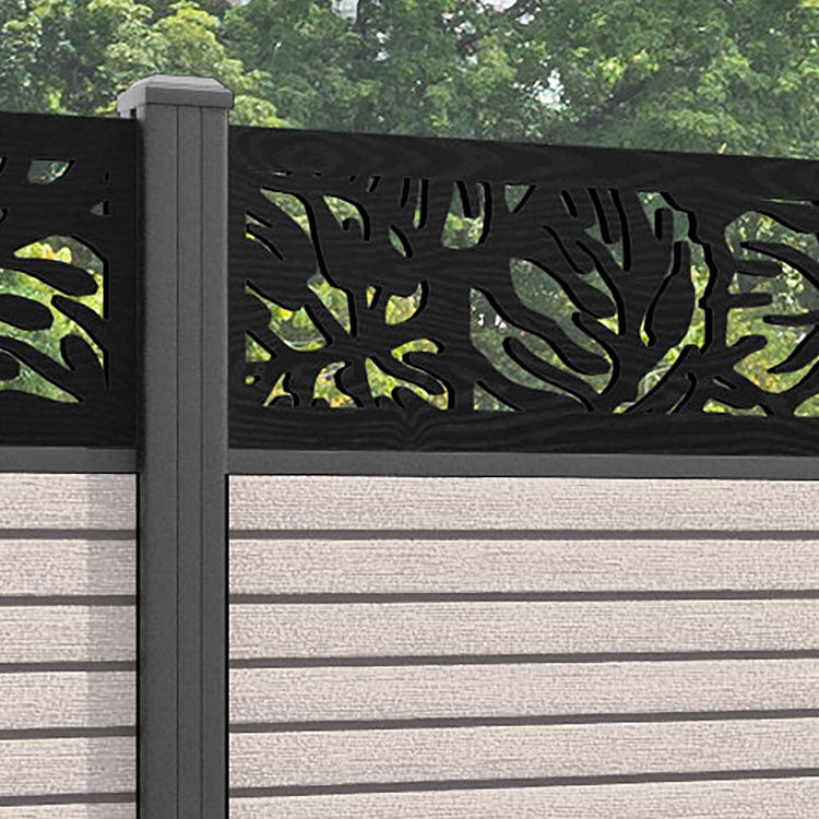 Hudson Botanic Fence Panel - Mid Stone - with our aluminium posts