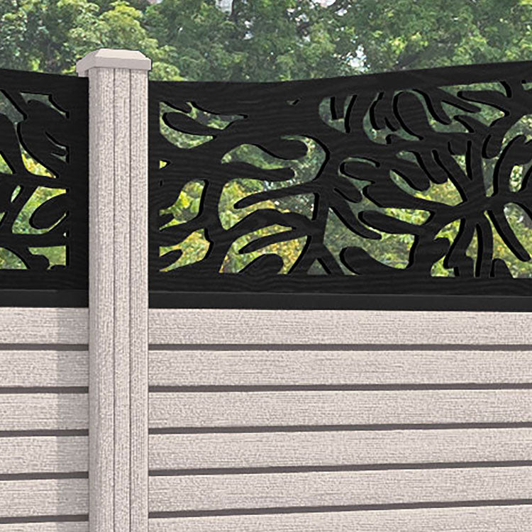 Hudson Botanic Curved Top Fence Panel - Mid Stone - with our composite posts