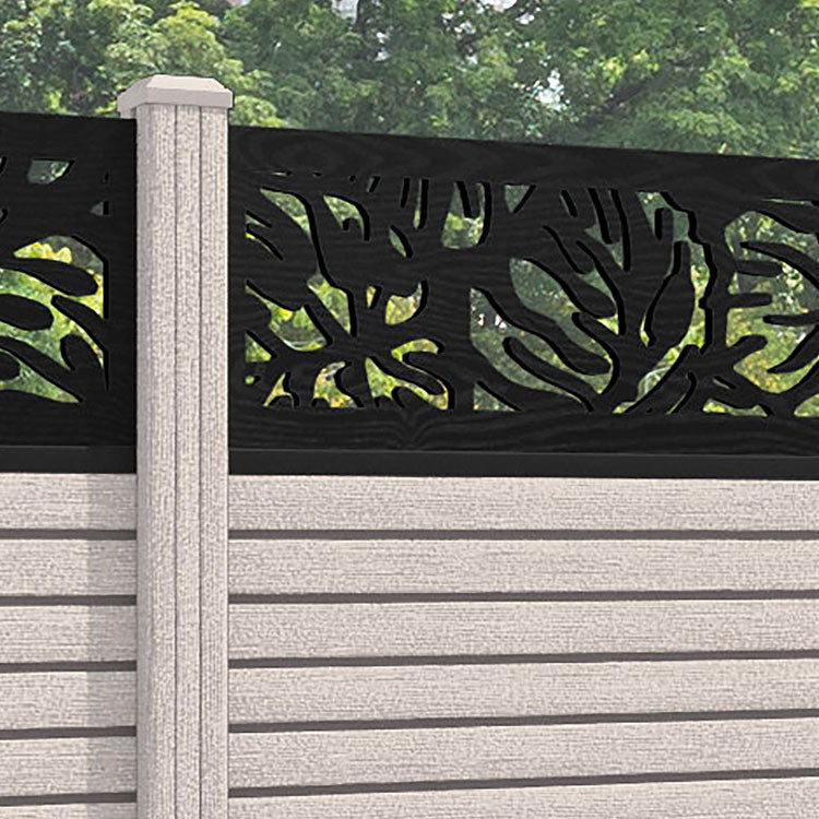 Hudson Botanic Fence Panel - Mid Stone - with our composite posts