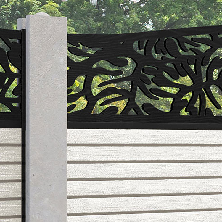 Hudson Botanic Curved Top Fence Panel - Light Stone - for existing concrete posts