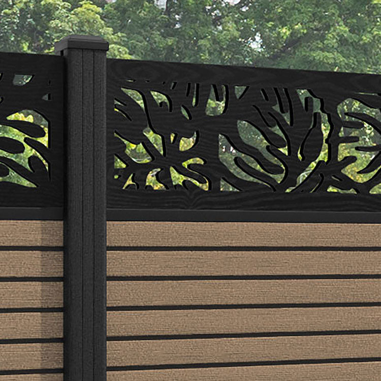 Hudson Botanic Fence Panel - Teak - with our composite posts