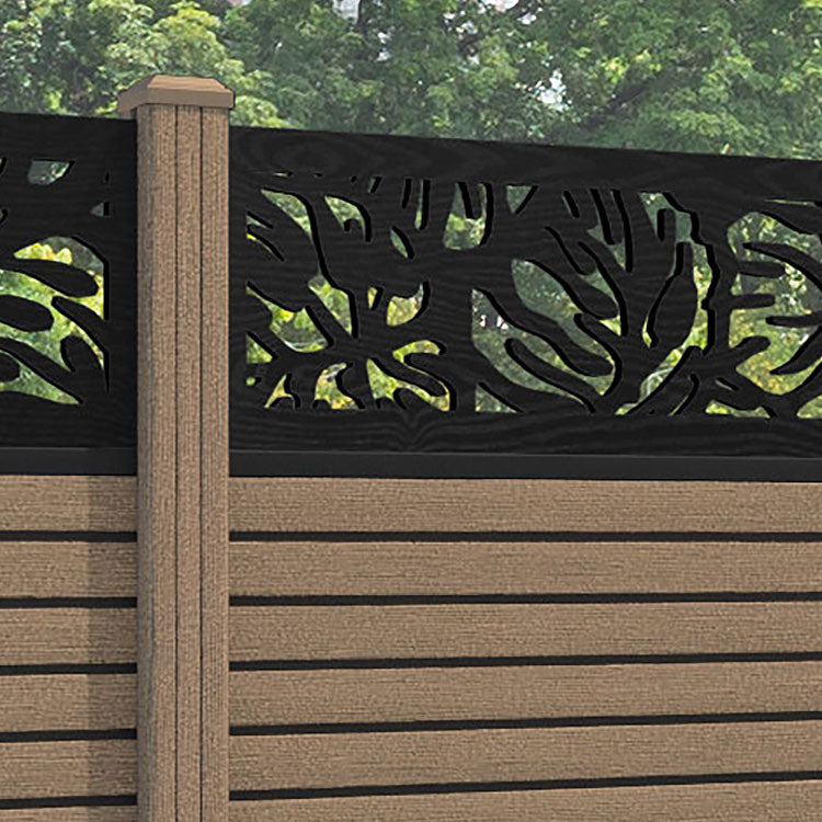 Hudson Botanic Fence Panel - Teak - with our composite posts