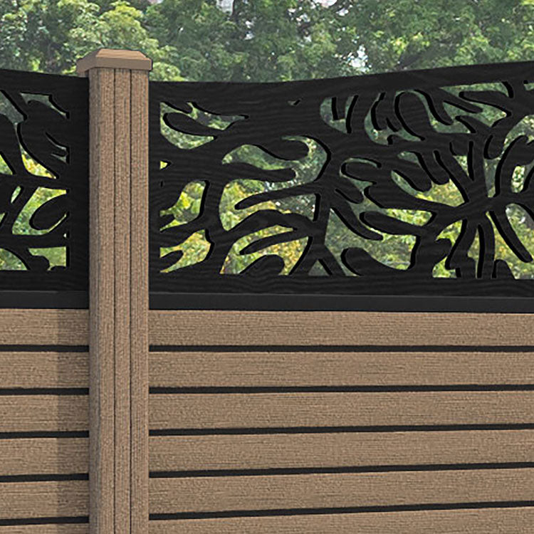 Hudson Botanic Curved Top Fence Panel - Teak - with our composite posts