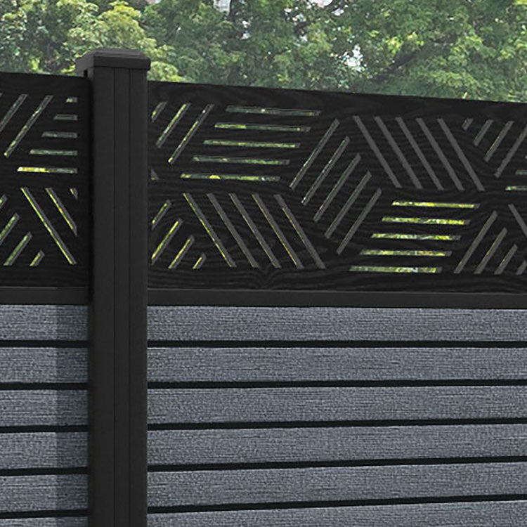 Hudson Cubed Fence Panel - Anthracite - with our aluminium posts