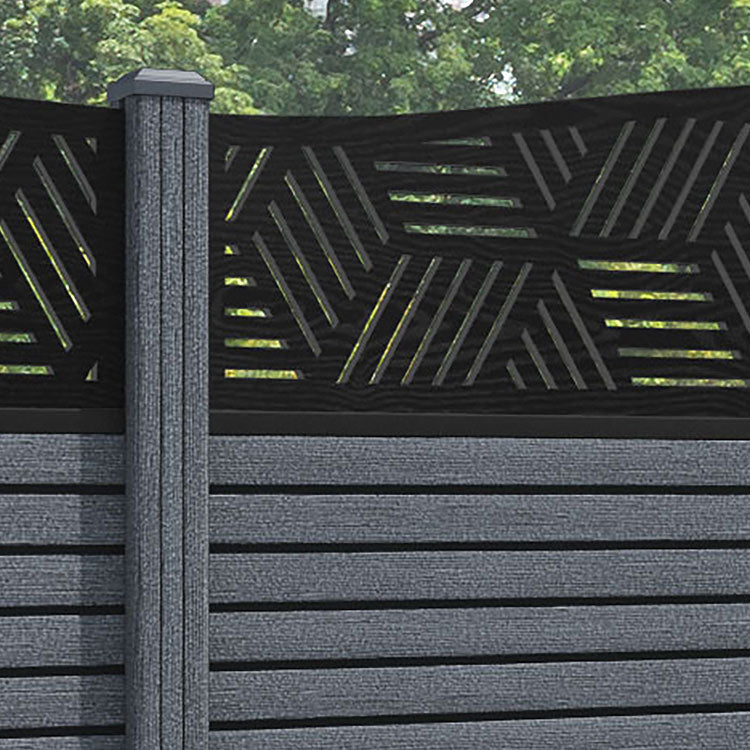 Hudson Cubed Curved Top Fence Panel - Anthracite - with our composite posts