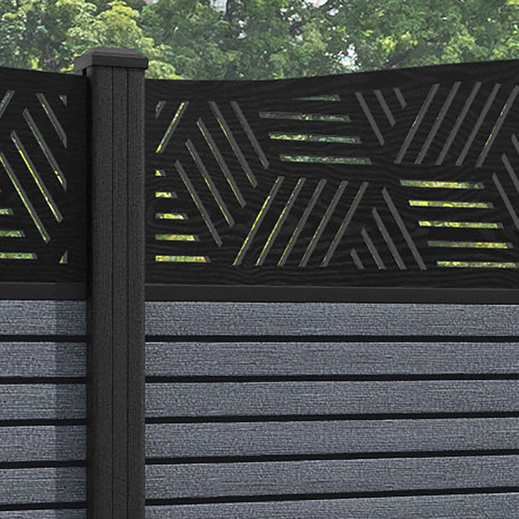 Hudson Cubed Curved Top Fence Panel - Anthracite - with our composite posts