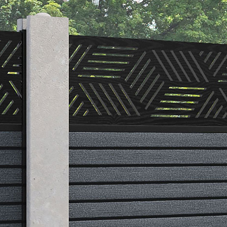 Hudson Cubed Fence Panel - Anthracite - for existing concrete posts