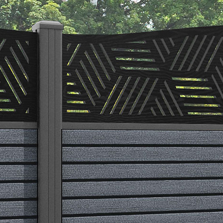 Hudson Cubed Curved Top Fence Panel - Anthracite - with our aluminium posts