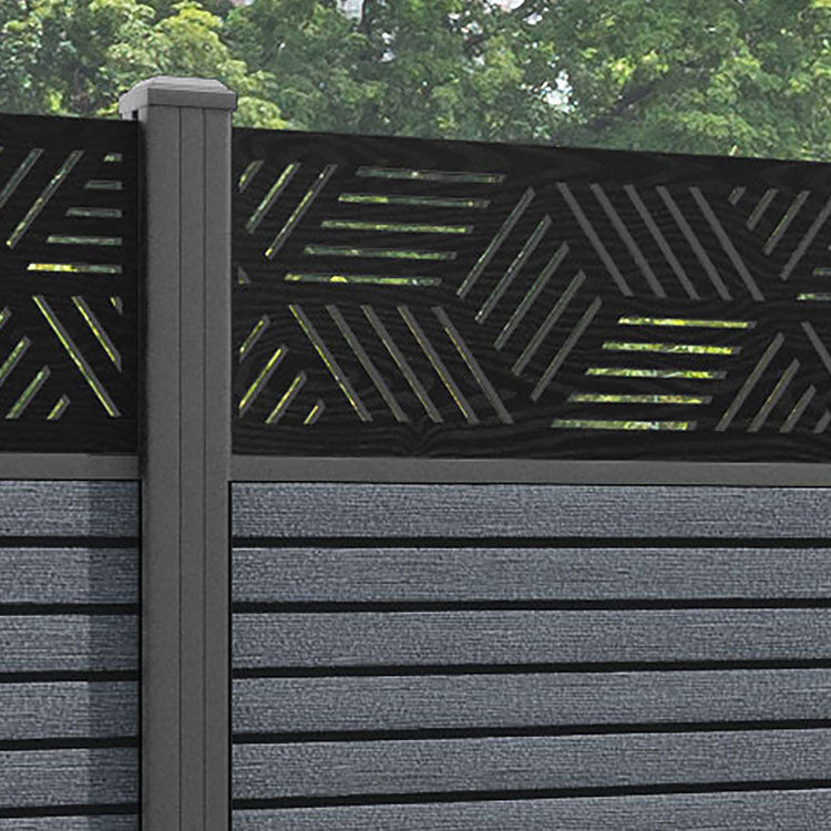 Hudson Cubed Fence Panel - Anthracite - with our aluminium posts