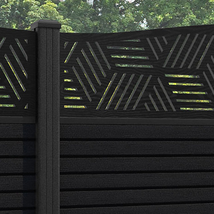 Hudson Cubed Curved Top Fence Panel - Black - with our composite posts