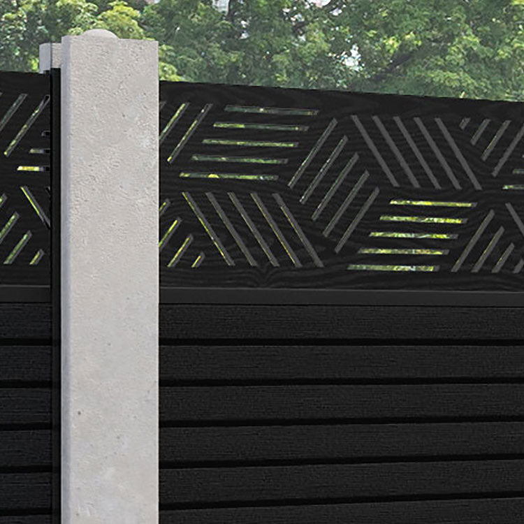 Hudson Cubed Fence Panel - Black - for existing concrete posts
