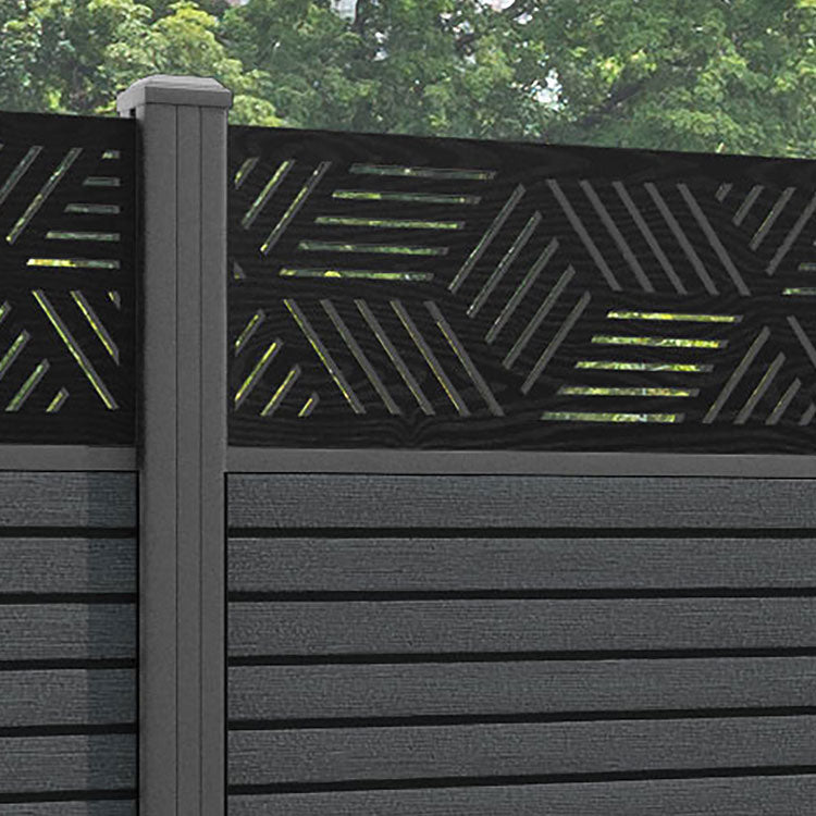 Hudson Cubed Fence Panel - Dark Grey - with our aluminium posts