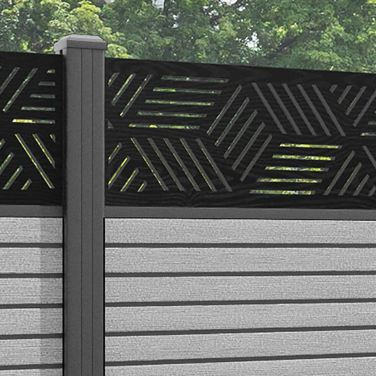 Hudson Cubed Fence Panel - Light Grey - with our aluminium posts