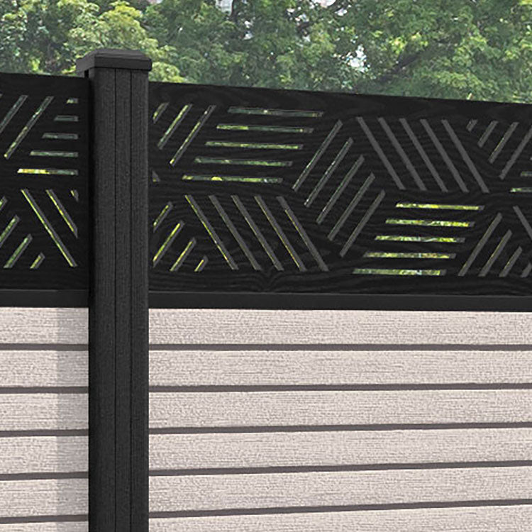 Hudson Cubed Fence Panel - Mid Stone - with our composite posts