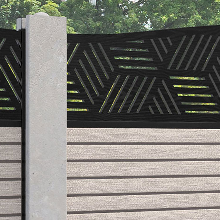 Hudson Cubed Curved Top Fence Panel - Mid Stone - for existing concrete posts