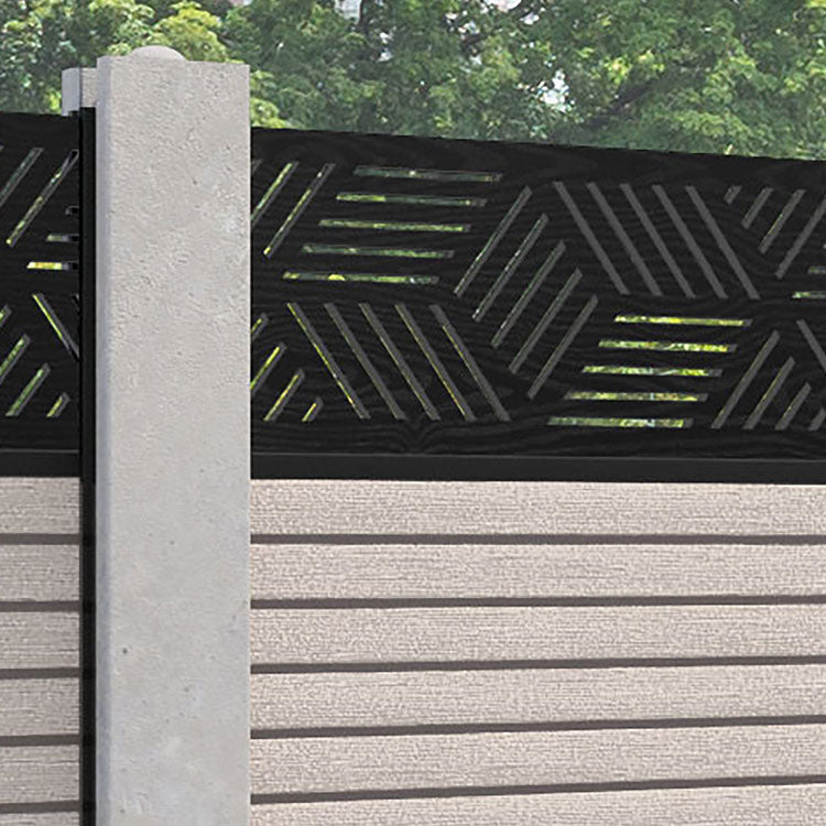 Hudson Cubed Fence Panel - Mid Stone - for existing concrete posts